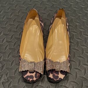 Kate Spade Black and Tan Flats with Rhinestone Embellishment